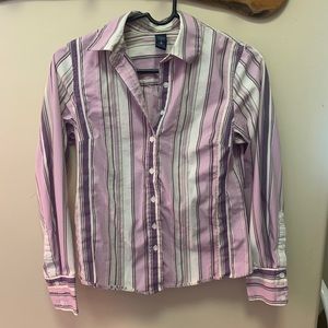 Purple Striped Button Up